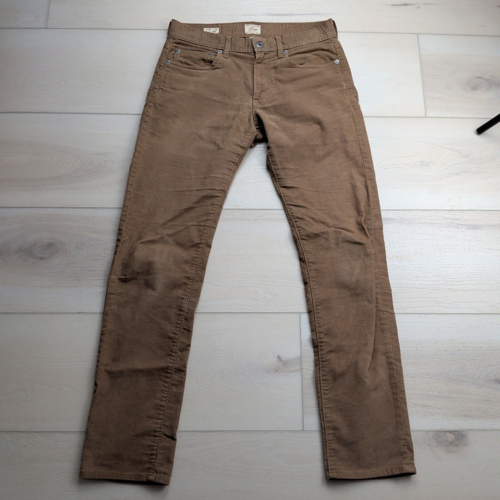 J.Crew 484 Slim Fit Corduroy Pants Mens 29x32 (Fits 30x32) Brown Fine Wale G7128